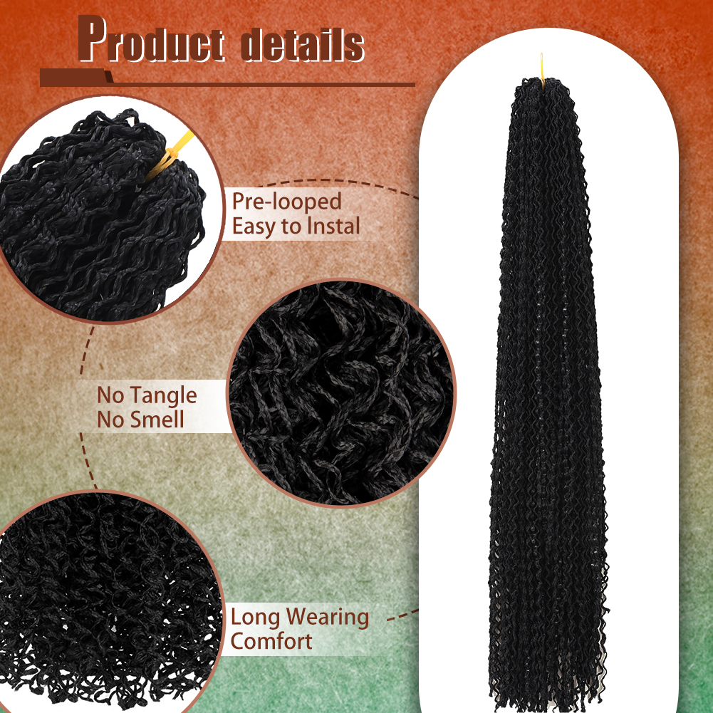 Wholesale & Custom 24 Inch Zizi Braids Crochet Hair, Pre-Looped Synthetic Micro Braiding Hair Extensions