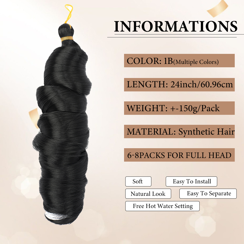 Wholesale & Custom French Curl Braiding Hair, 24 Inch Pre-Looped Synthetic Braiding Hair Extensions with Curly Ends