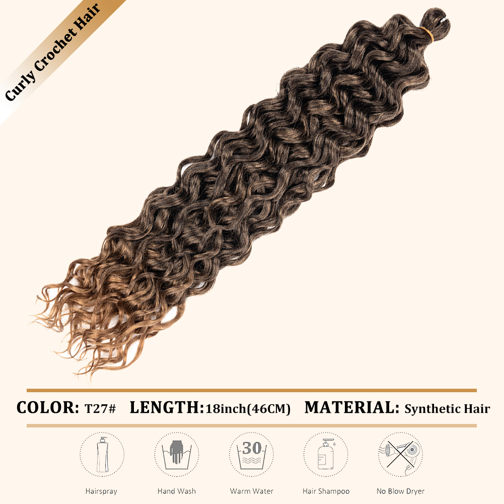 Wholesale & Custom Curly Crochet Hair, 18 Inch Matte Synthetic Crochet Braiding Hair Extensions
