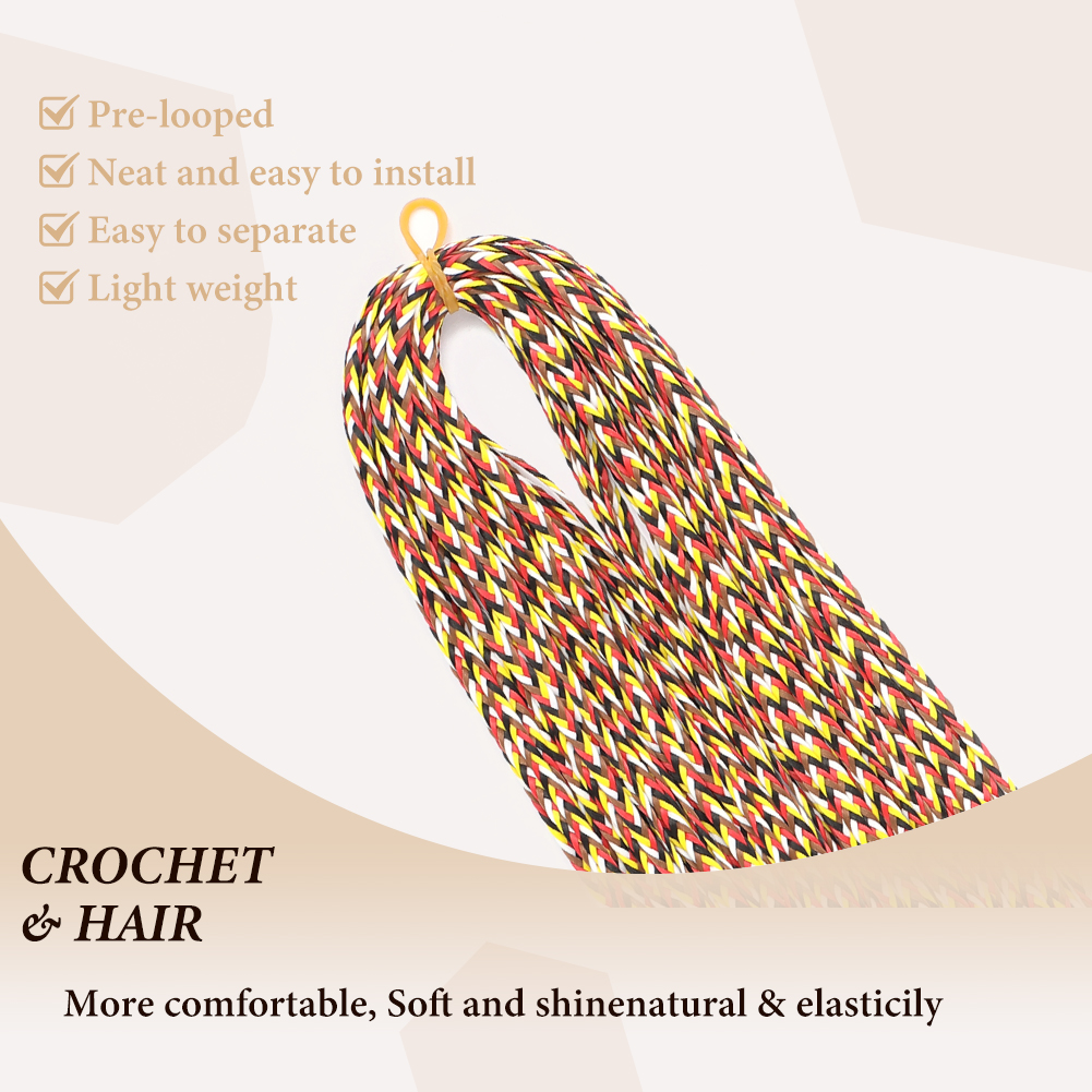 Wholesale & Custom 5-Color Mix Box Braid Crochet Hair, 24 Inch Pre-Looped Synthetic Braiding Hair Extensions