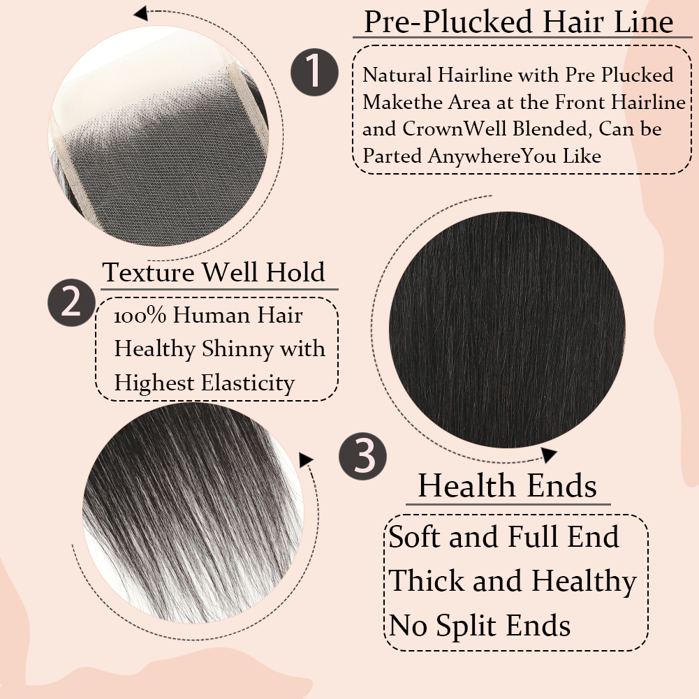 Wholesale 100% Human Hair 4x4 Lace Closure - Straight, Natural Color