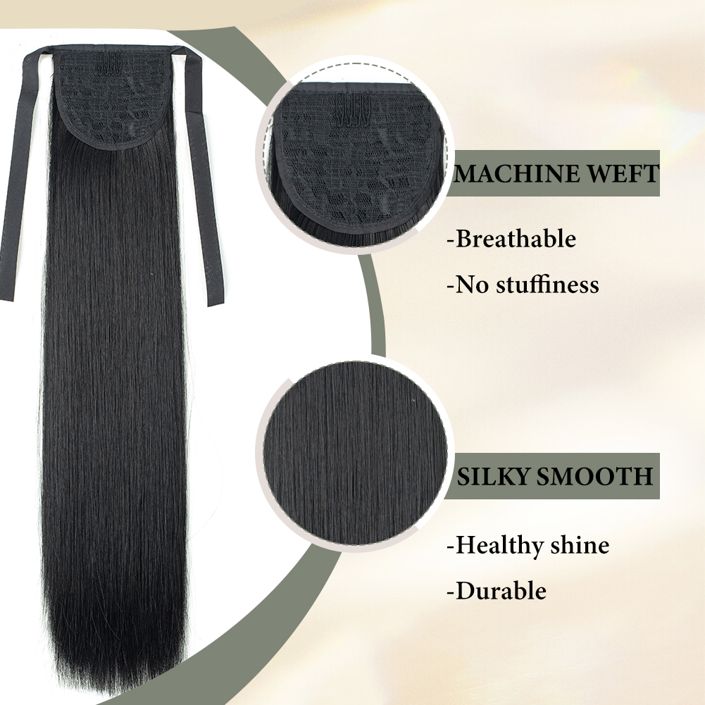 Wholesale & Custom 24 Inch Straight Drawstring Ponytail, Silky Synthetic Long Ponytail Hair Extension