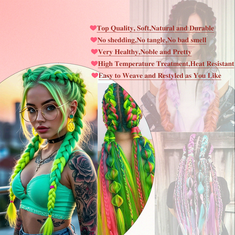 Wholesale & Custom Ombre Jumbo Braiding Hair, 24 Inch Yaki Texture Heat Resistant Synthetic Braiding Hair Extensions