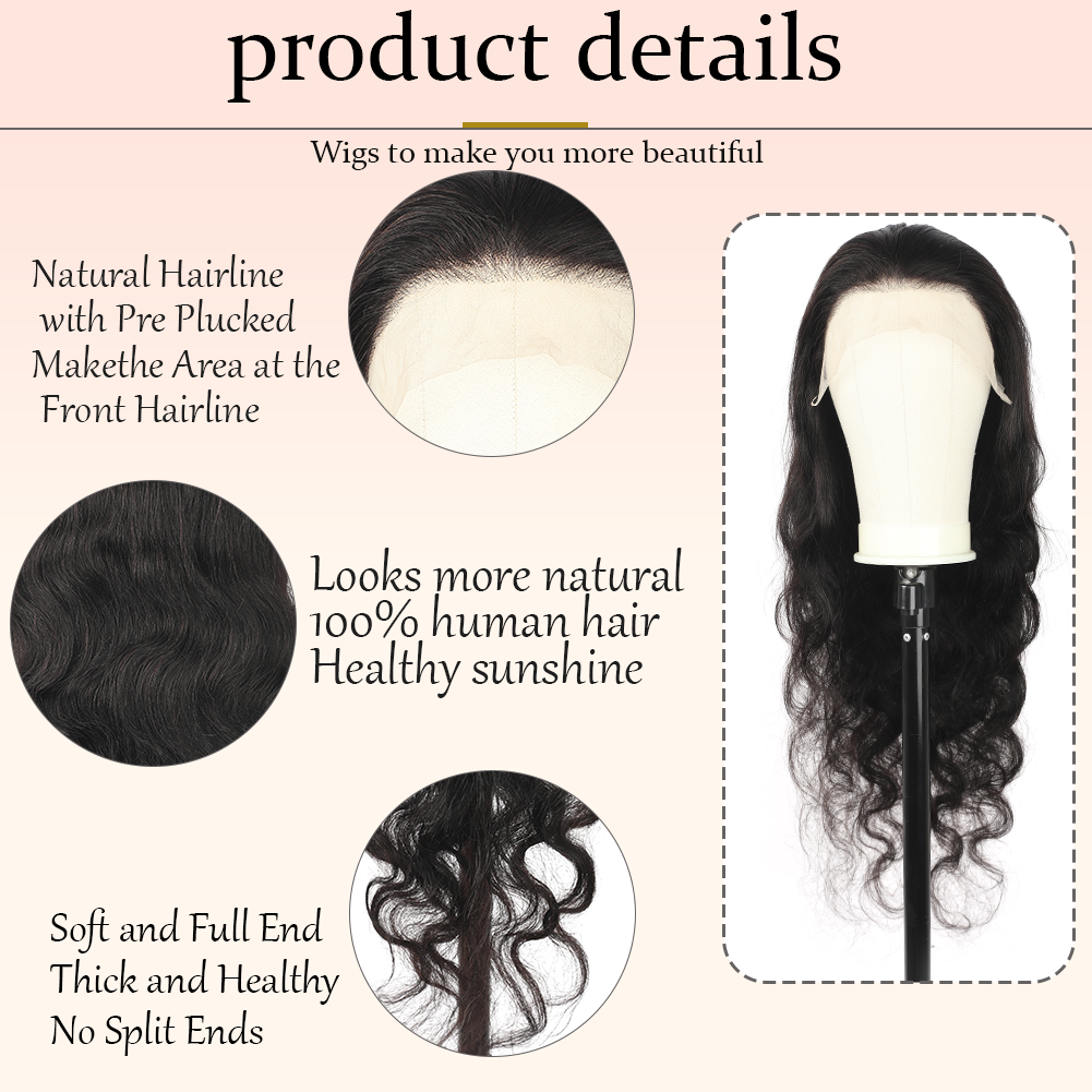 Wholesale 100% Human Hair Body wave 13x4 Lace Front Wig, 180% Density