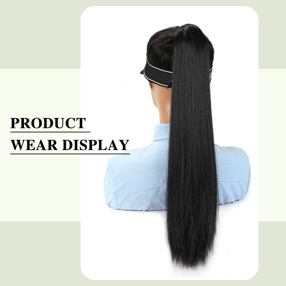 Wholesale & Custom 20 Inch Straight Claw Clip Ponytail, 16-Tooth Gripper Synthetic Long Ponytail Extension