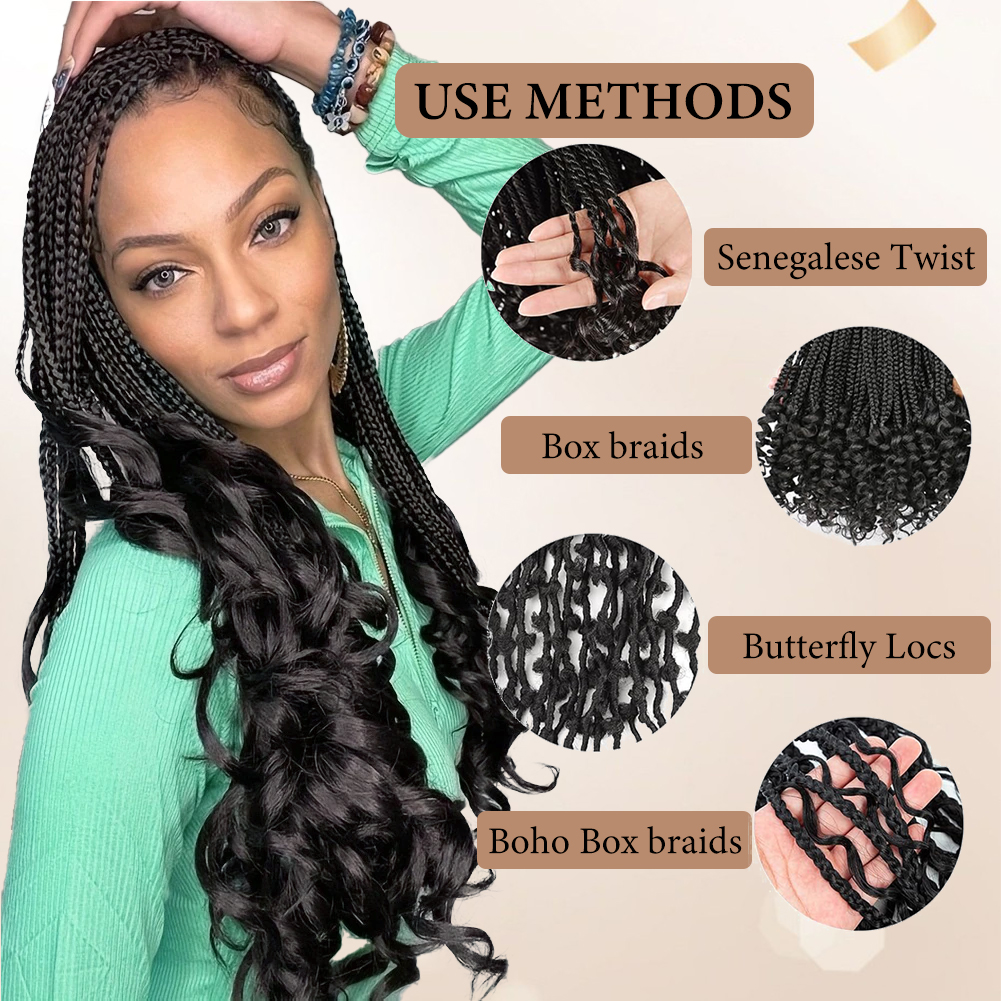 Wholesale & Custom French Curl Braiding Hair, 24 Inch Pre-Looped Synthetic Braiding Hair Extensions with Curly Ends