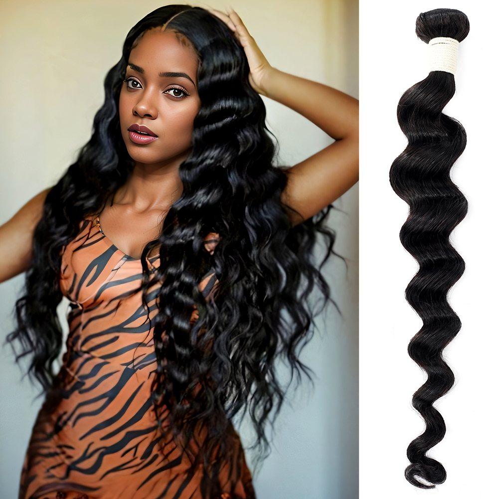[Copy][Copy]Wholesale & Custom Deep Loose Wave Human Hair Bundles 100% Virgin Human Hair Extensions Natural Black