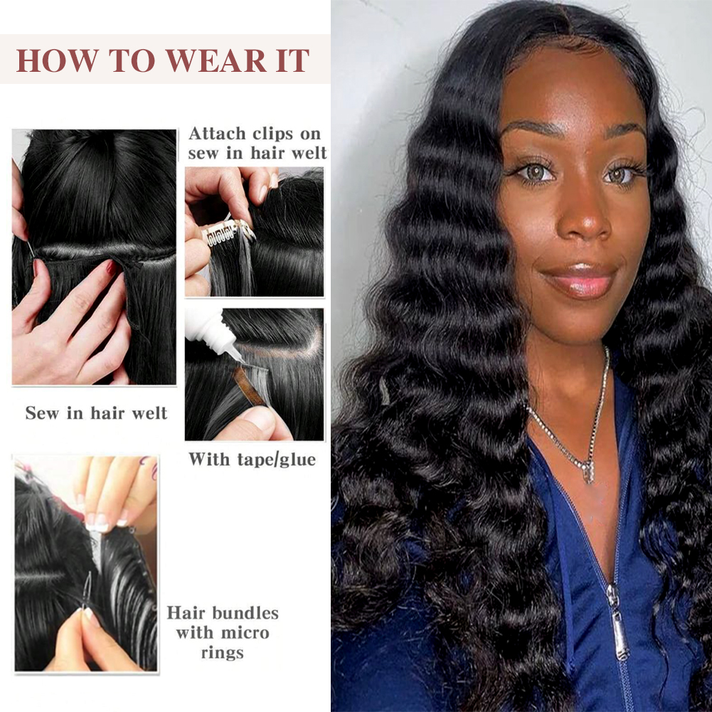 [Copy][Copy]Wholesale & Custom Deep Loose Wave Human Hair Bundles 100% Virgin Human Hair Extensions Natural Black