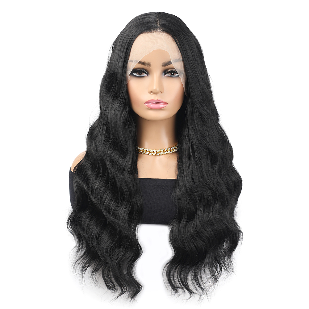 Wholesale & Custom 13x4 Lace Front Wig, 28 Inch Long Body Wave Synthetic Lace Wig with Natural Hairline