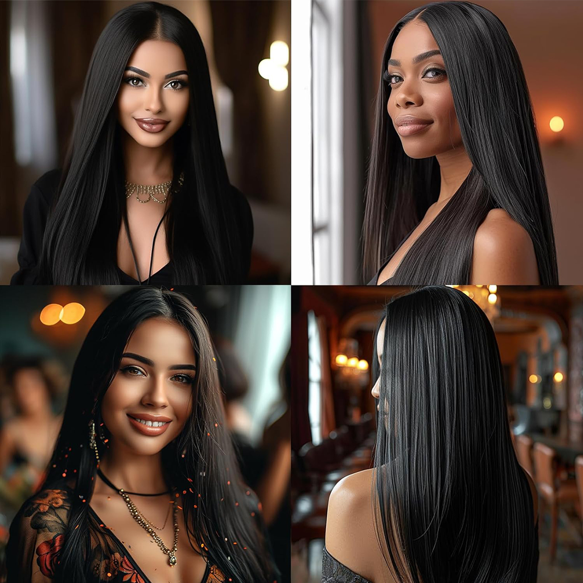 Wholesale & Custom 13x4 HD Lace Front Straight Wig, 26 Inch Long Sleek Synthetic Lace Wig with Natural Hairline