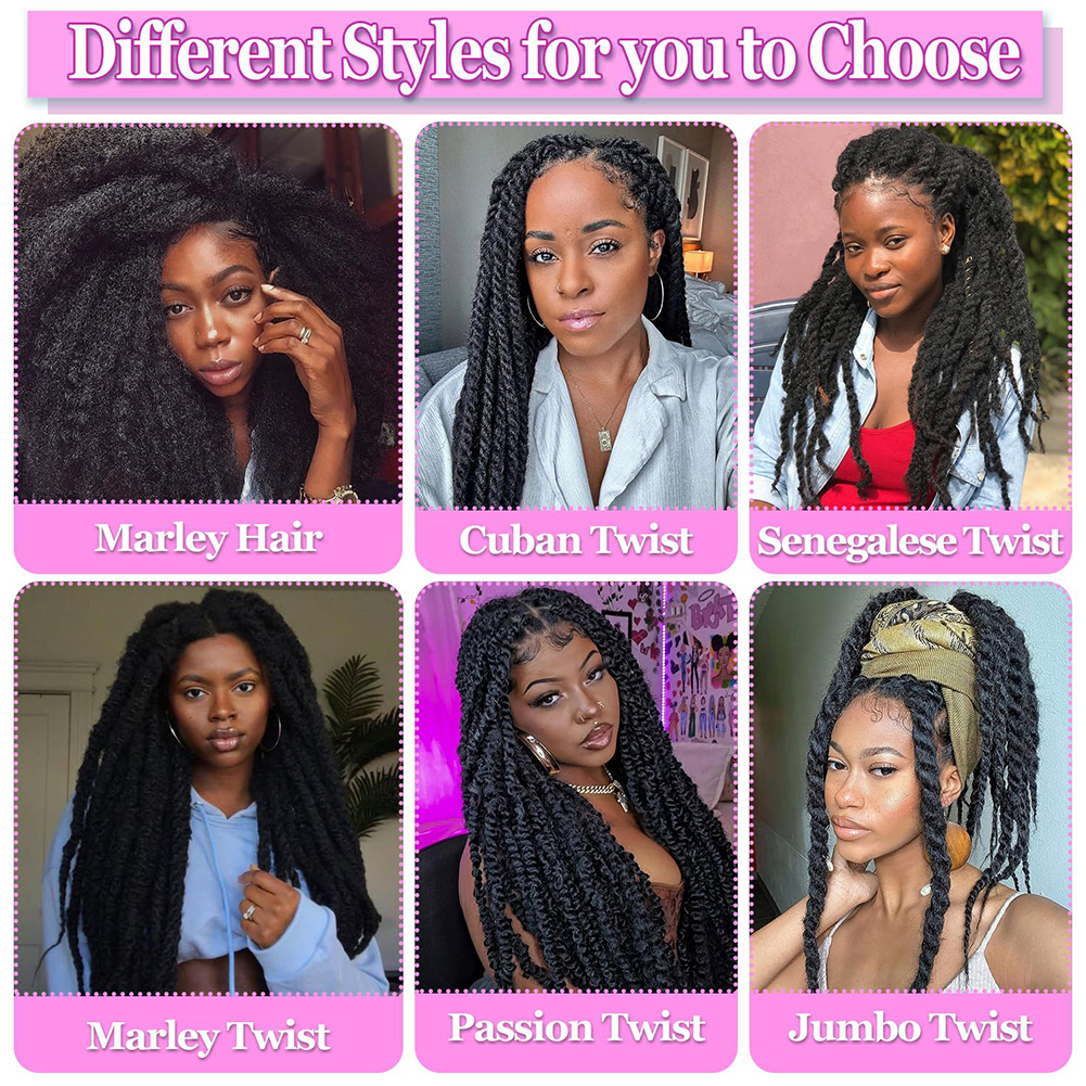 Wholesale & Custom 18 Inch Marley Twist Braiding Hair, Afro Kinky Synthetic Hair for Twists & Braids