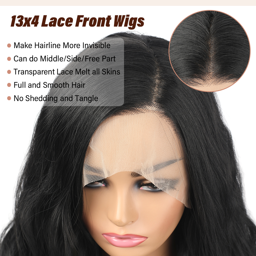 Wholesale & Custom 13x4 Lace Front Wig, 28 Inch Long Body Wave Synthetic Lace Wig with Natural Hairline
