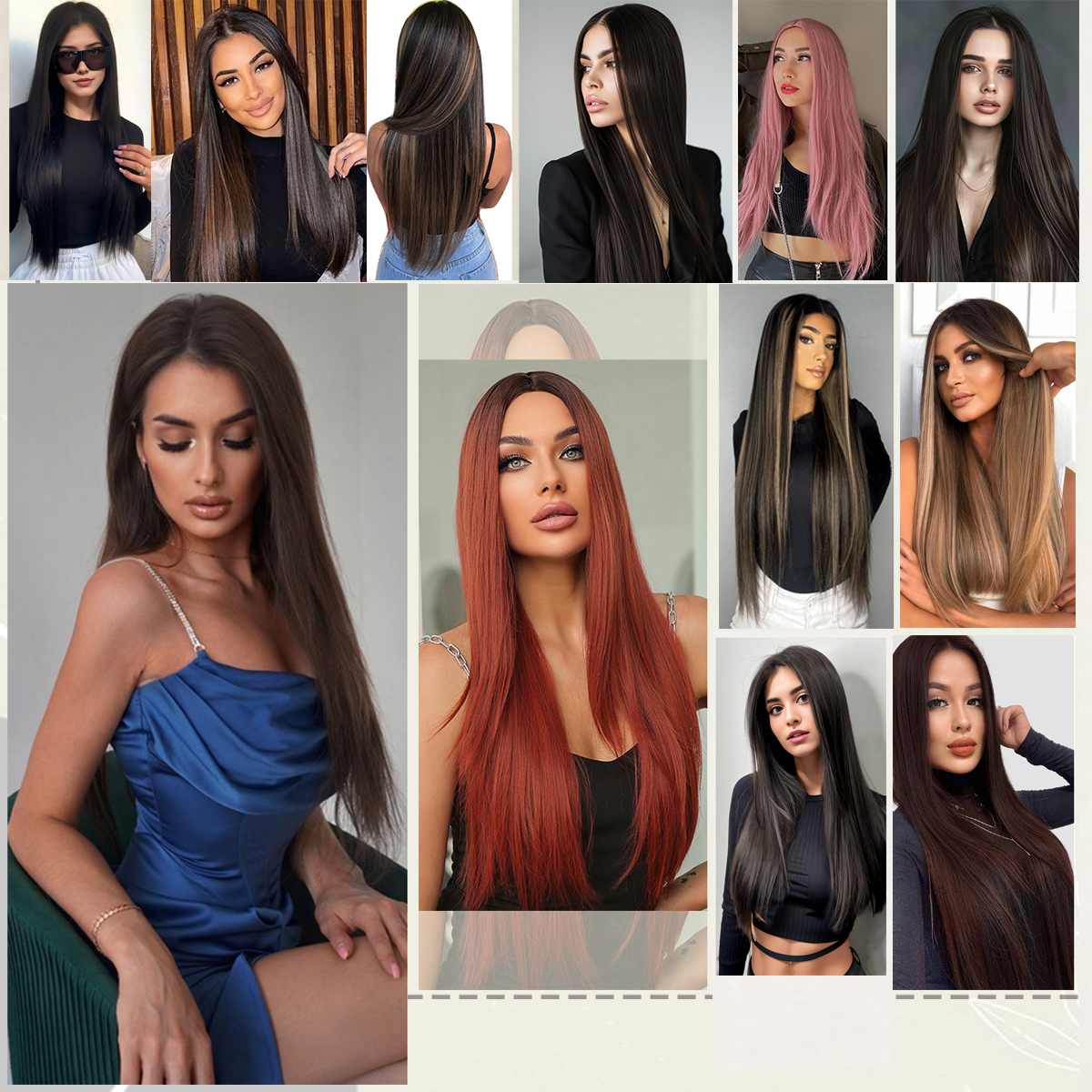 Wholesale & Custom 20 Inch Straight Clip in Hair Extensions, 12PCS Synthetic Hair Set with Stainless Steel Clips