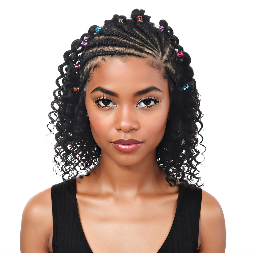 Wholesale & Custom 13×4 Lace Front Braids Curly Wig 100% Human Hair Deep Curly Short Wigs