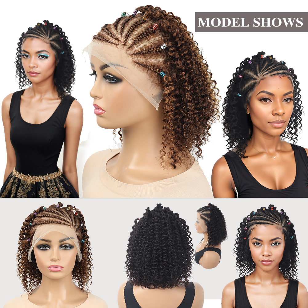 Wholesale & Custom 13×4 Lace Front Braids Curly Wig 100% Human Hair Deep Curly Short Wigs