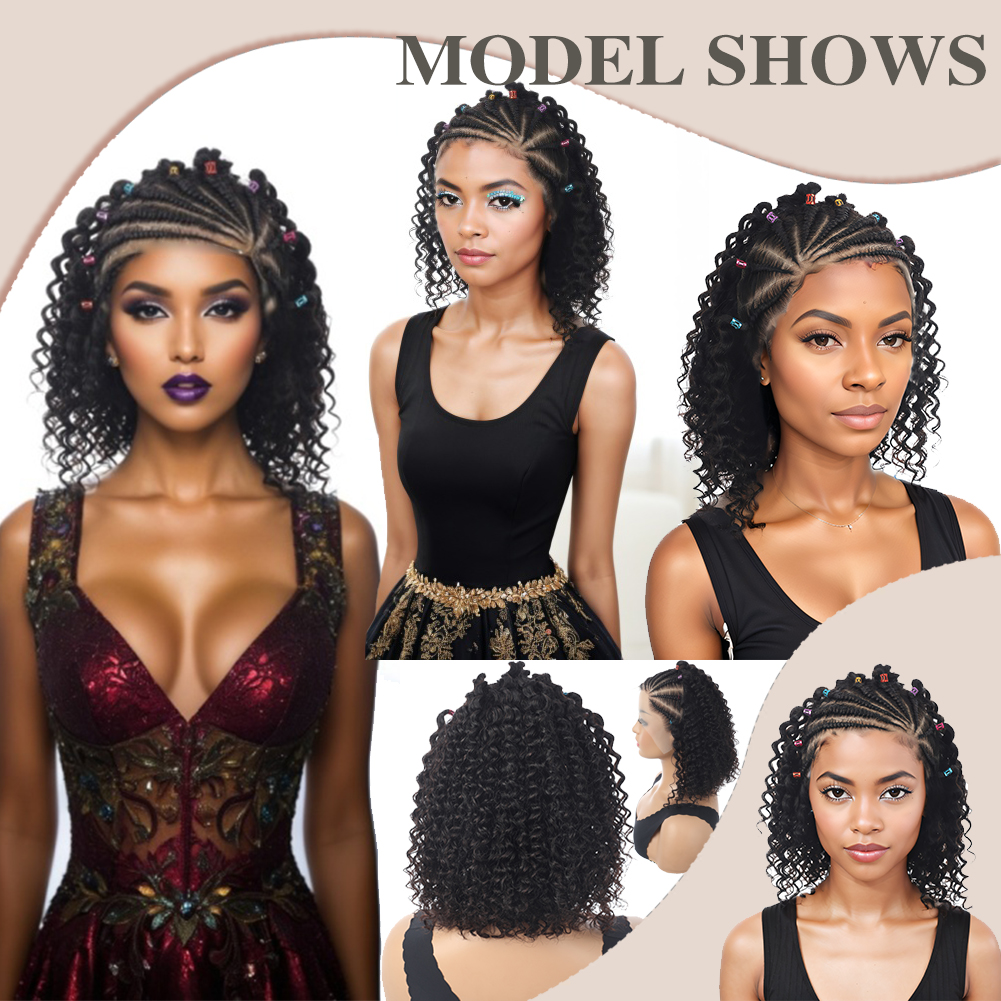 Wholesale & Custom 13×4 Lace Front Braids Curly Wig 100% Human Hair Deep Curly Short Wigs