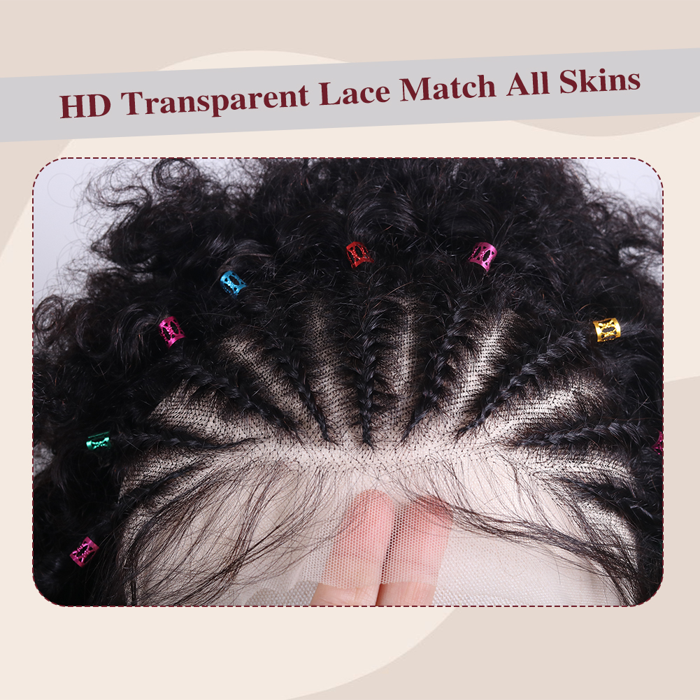 Wholesale & Custom 13×4 Lace Front Afro Braid Wig 100% Human Hair Black Short Afro Wigs