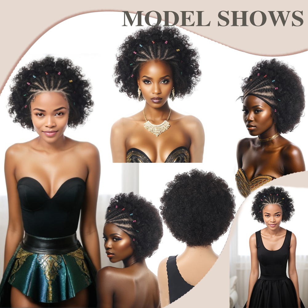 Wholesale & Custom 13×4 Lace Front Afro Braid Wig 100% Human Hair Black Short Afro Wigs
