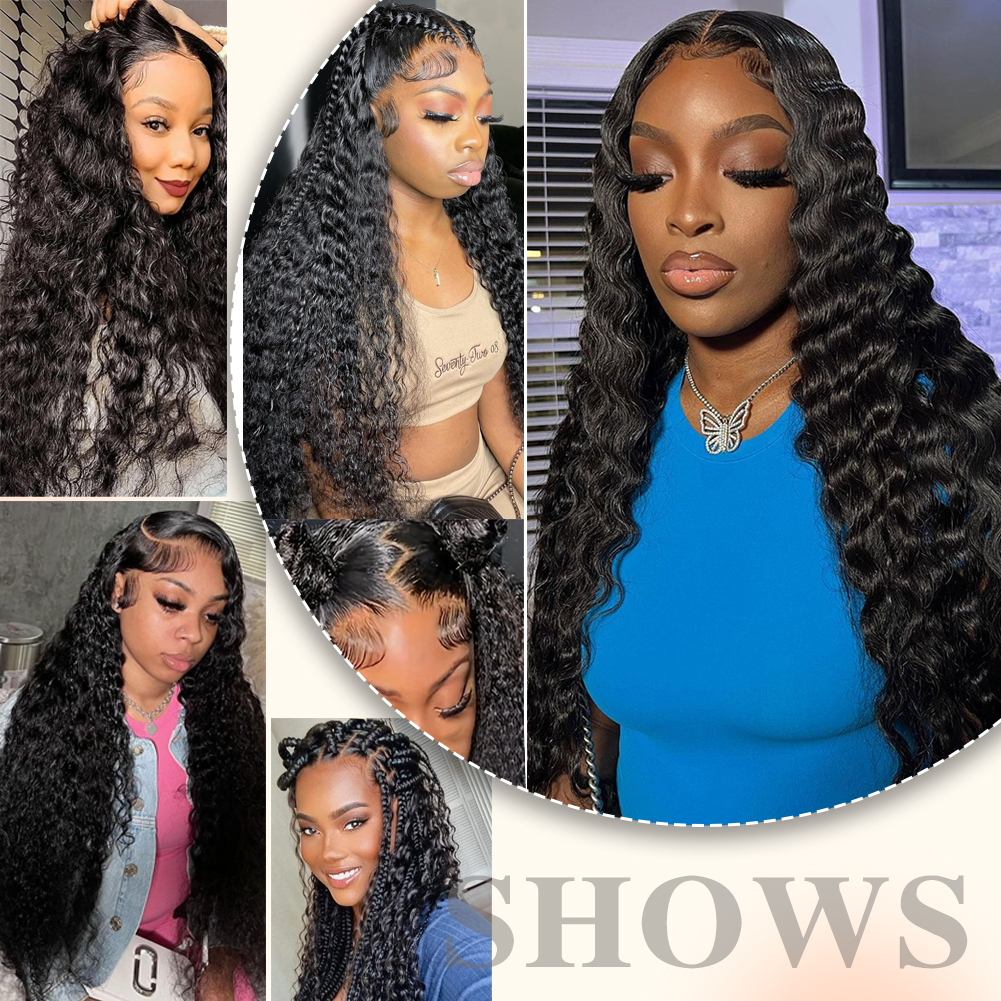 Wholesale & Custom 13x6 HD Lace Front Deep Wave Wig, 100% Human Hair Curly Wig with Pre-Plucked Baby Hair