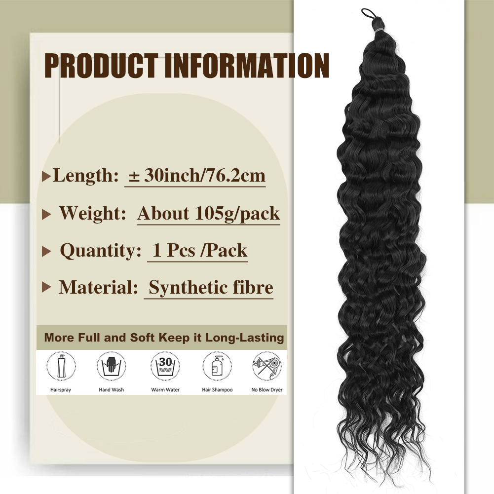Wholesale & Custom 30 Inch Water Wave Crochet Braiding Hair, Pre-Looped Synthetic Hair Extensions