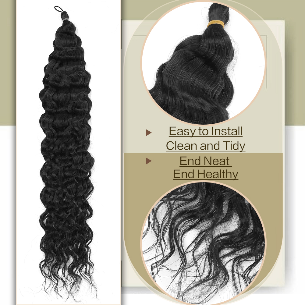 Wholesale & Custom 30 Inch Water Wave Crochet Braiding Hair, Pre-Looped Synthetic Hair Extensions