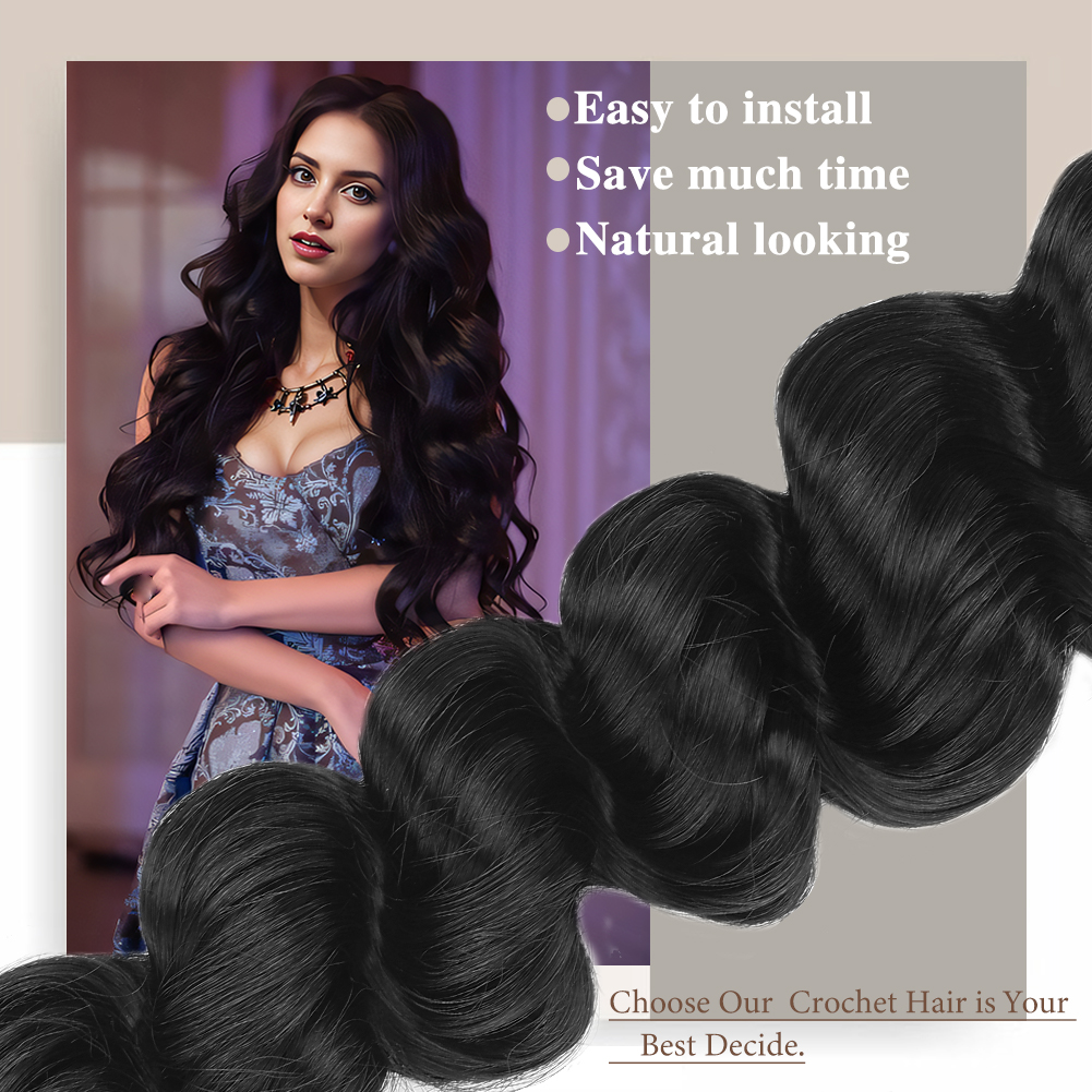 Wholesale & Custom 22 Inch Loose Wave Crochet Braiding Hair, Synthetic Crochet Hair Extensions