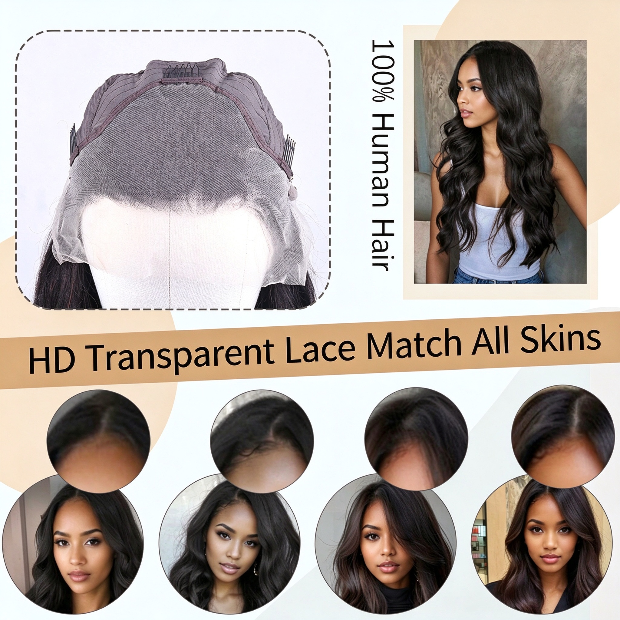 Wholesale 100% Human Hair Body wave 13x4 Lace Front Wig, 180% Density