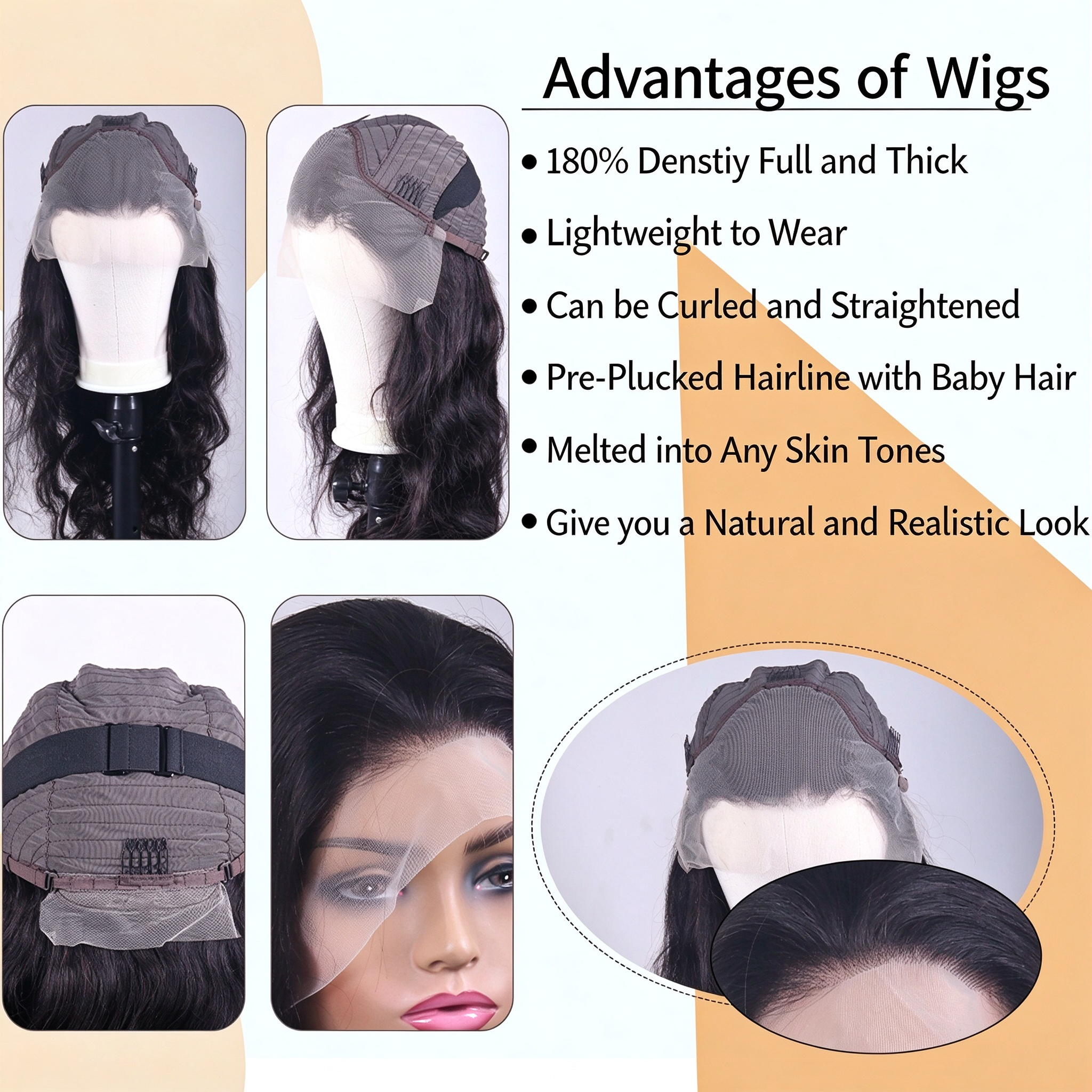Wholesale 100% Human Hair Body wave 13x4 Lace Front Wig, 180% Density