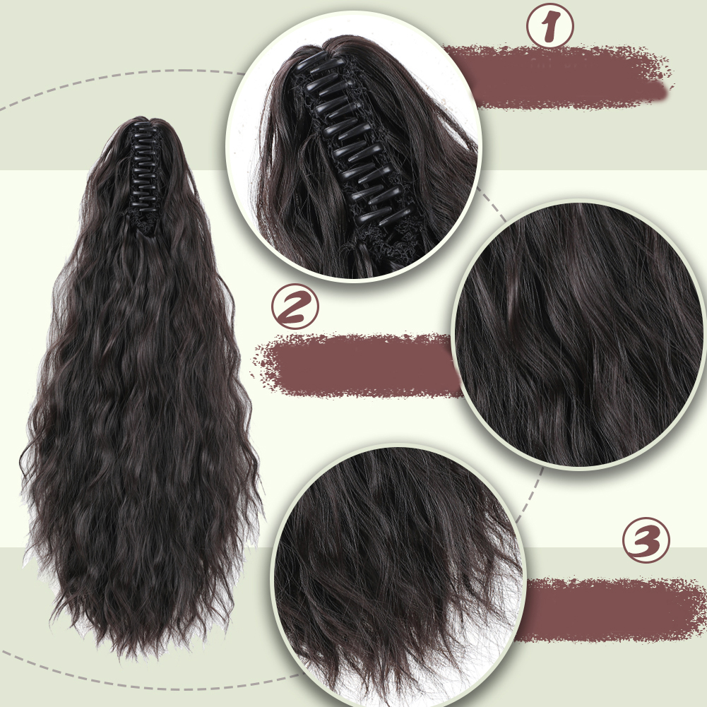 Wholesale & Custom Water Wavy Claw Clip Ponytail, 20 Inch Synthetic Hair Ponytail Extension