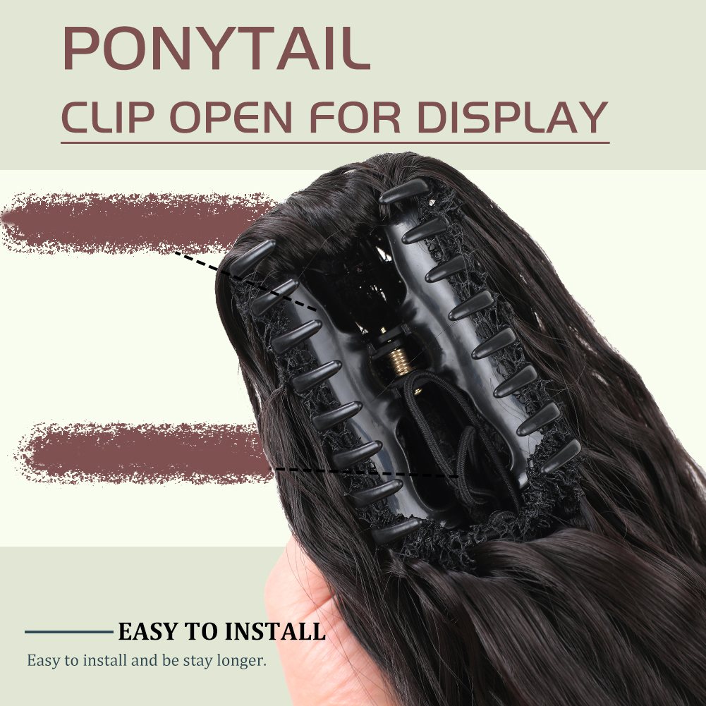 Wholesale & Custom Water Wavy Claw Clip Ponytail, 20 Inch Synthetic Hair Ponytail Extension