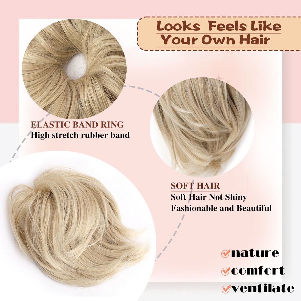 Wholesale & Custom 6 Inch Messy Hair Bun Scrunchie, Synthetic Matte Fluffy Bun Hair Piece
