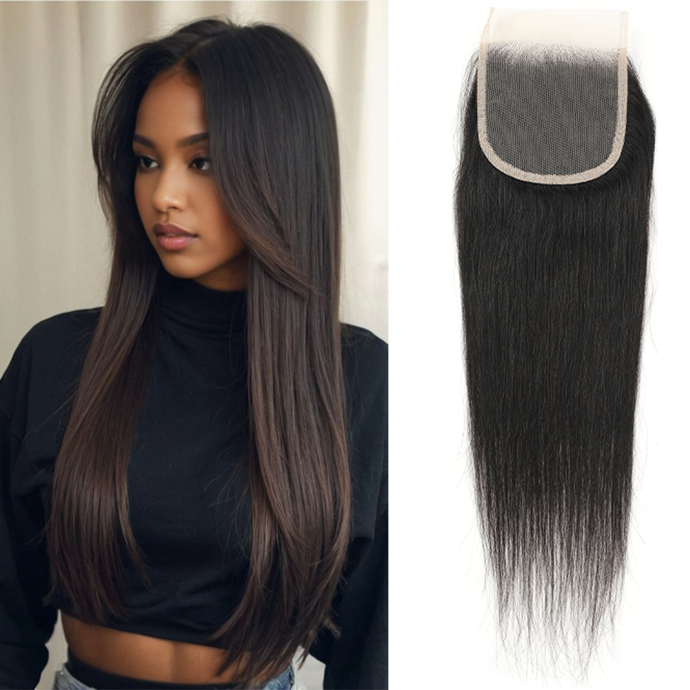 Wholesale 100% Human Hair 4x4 Lace Closure - Straight, Natural Color
