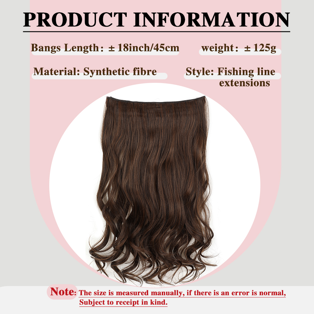 Wholesale & Custom 18 Inch Wavy Fishing Line Hair Extensions, Invisible Halo Synthetic Curly Hairpiece with BB Clips