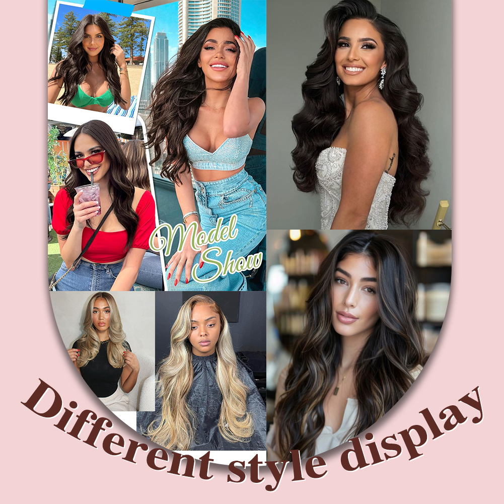 Wholesale & Custom 18 Inch Wavy Fishing Line Hair Extensions, Invisible Halo Synthetic Curly Hairpiece with BB Clips