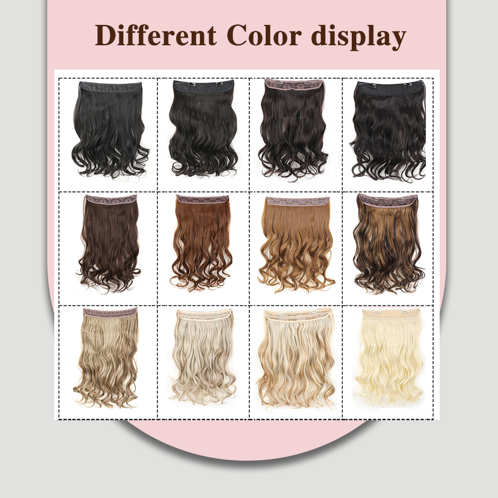 Wholesale & Custom 18 Inch Wavy Fishing Line Hair Extensions, Invisible Halo Synthetic Curly Hairpiece with BB Clips