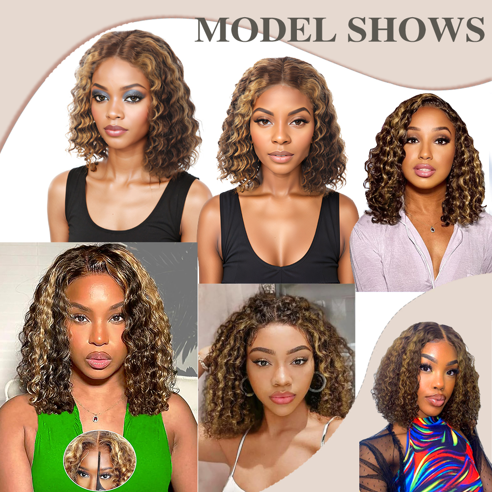 Wholesale & Custom 4×4 Lace Front Curly Bob Wig 100% Human Hair P4/30 Deep Wave Short Bob Wigs