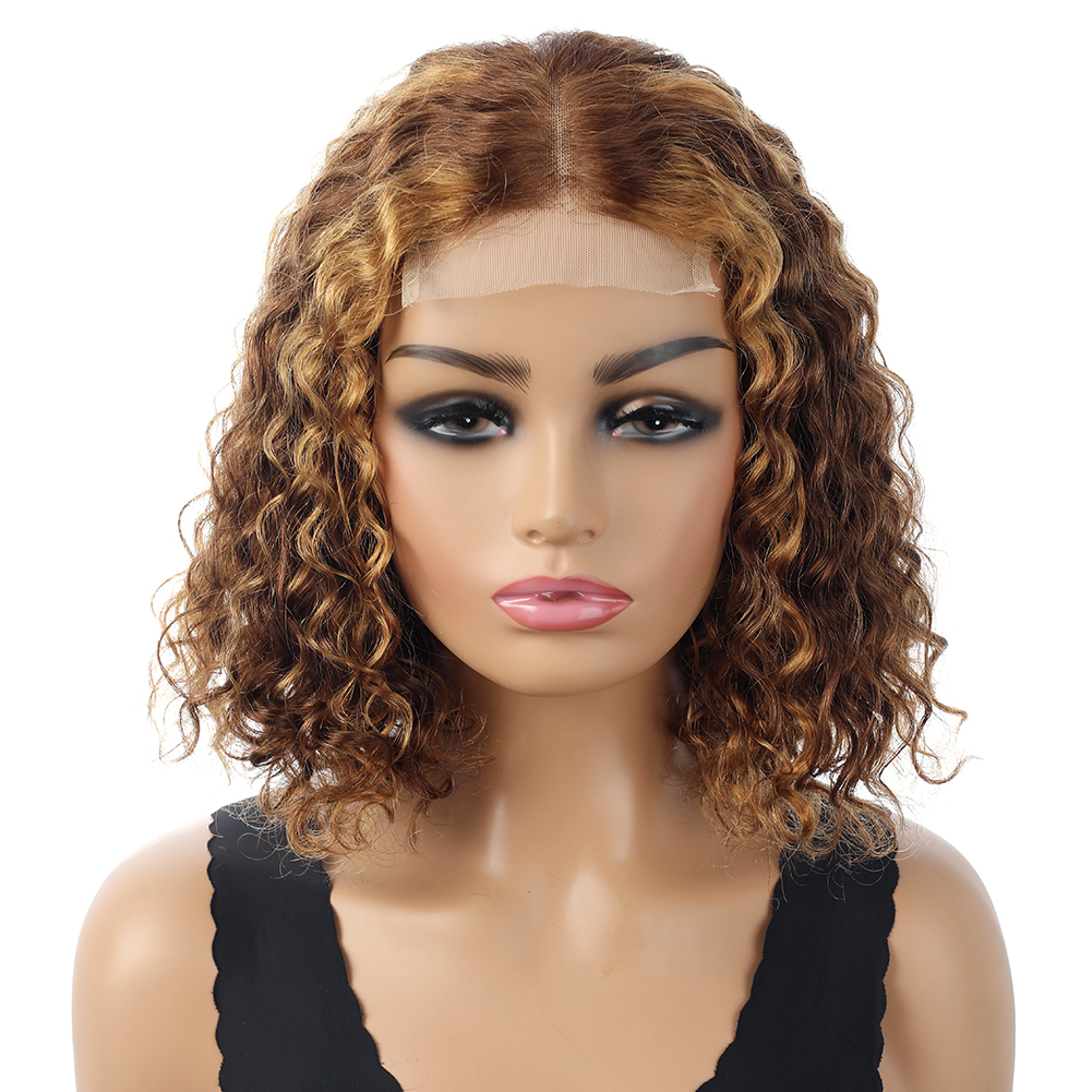 Wholesale & Custom 4×4 Lace Front Curly Bob Wig 100% Human Hair Deep Wave Short Bob Wigs P4/30