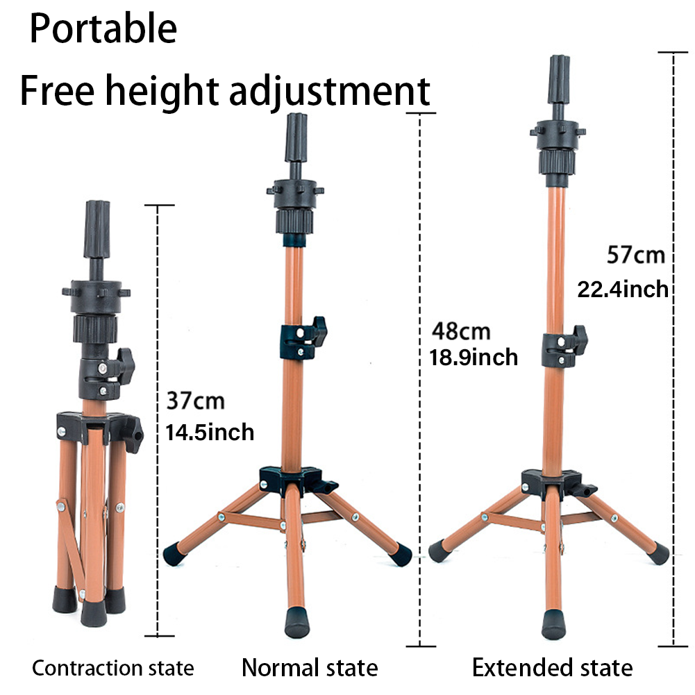 Wholesale & Custom Mini Wig Stand Tripod, Adjustable Height Mannequin Head Holder Stand for Salon & Home Hair Practice