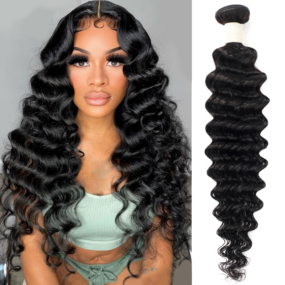 Wholesale & Custom Deep Wave Human Hair Bundles 100% Virgin Human Hair Extensions Natural Black