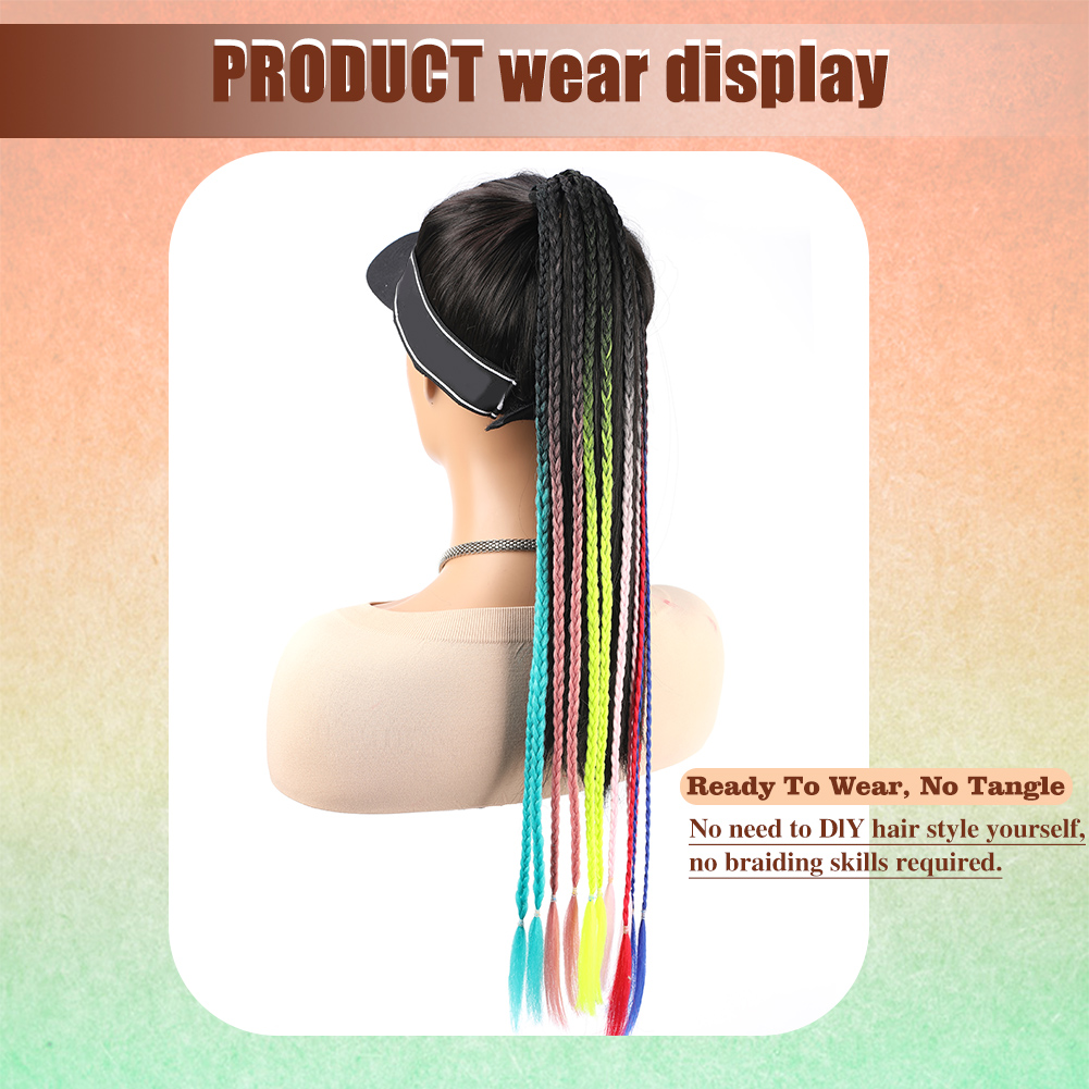 Wholesale & Custom 24 Inch Gradient Braided Ponytail with Elastic Band, Pre-Braided Synthetic Color Braid Hair Extension