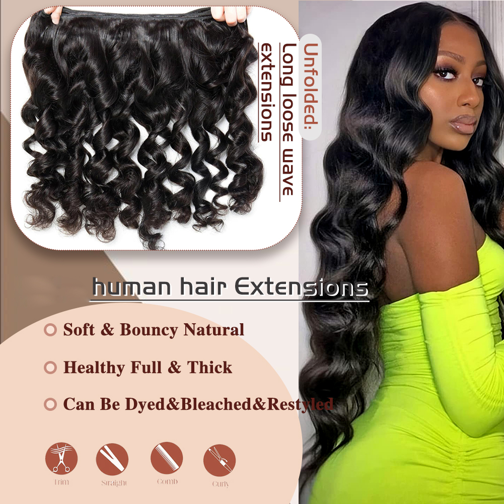 [Copy]Wholesale & Custom Loose Wave Human Hair Bundles 100% Virgin Human Hair Extensions Natural Black