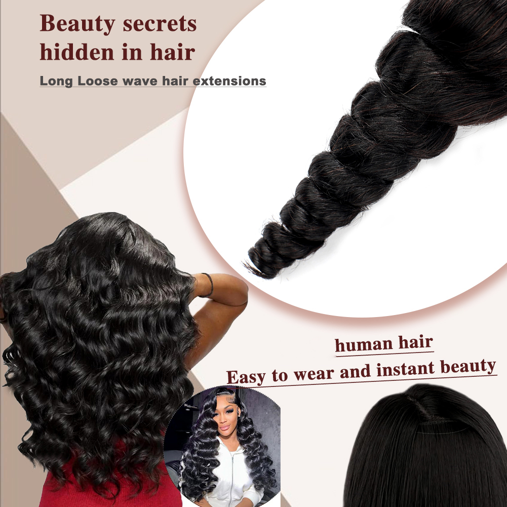[Copy]Wholesale & Custom Loose Wave Human Hair Bundles 100% Virgin Human Hair Extensions Natural Black