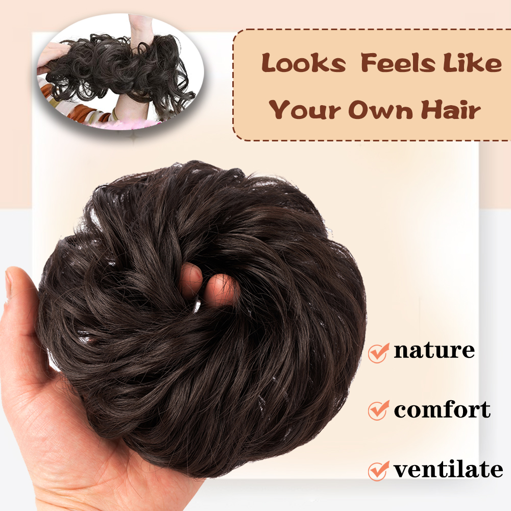 Wholesale & Custom Messy Hair Bun, Synthetic Fiber Wavy Scrunchie Bun Hair Piece
