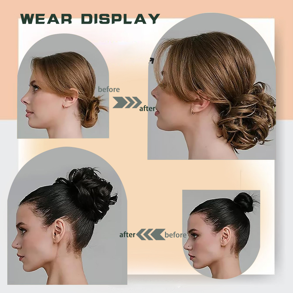 Wholesale & Custom Messy Hair Bun, Synthetic Fiber Wavy Scrunchie Bun Hair Piece