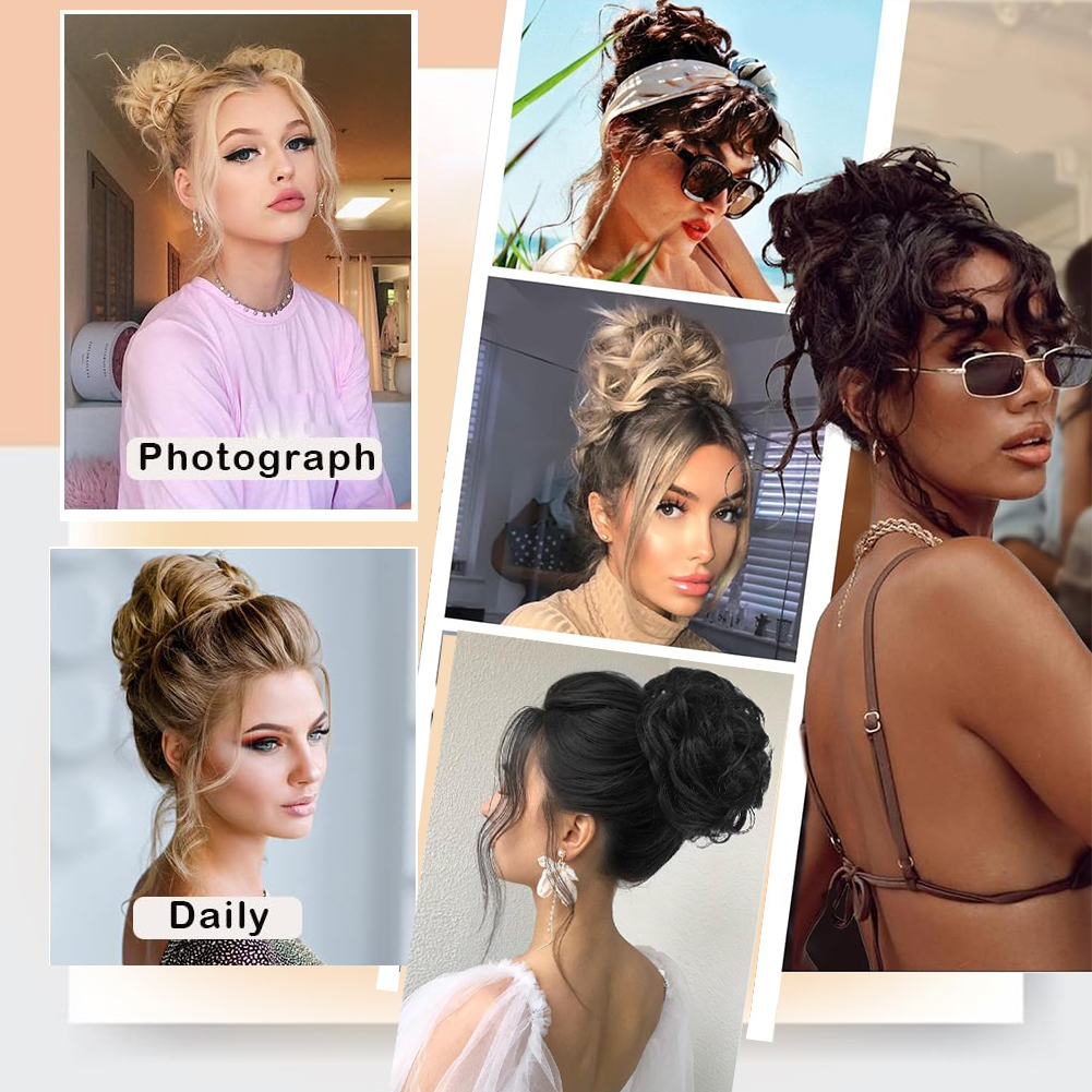 Wholesale & Custom Messy Hair Bun, Synthetic Fiber Wavy Scrunchie Bun Hair Piece