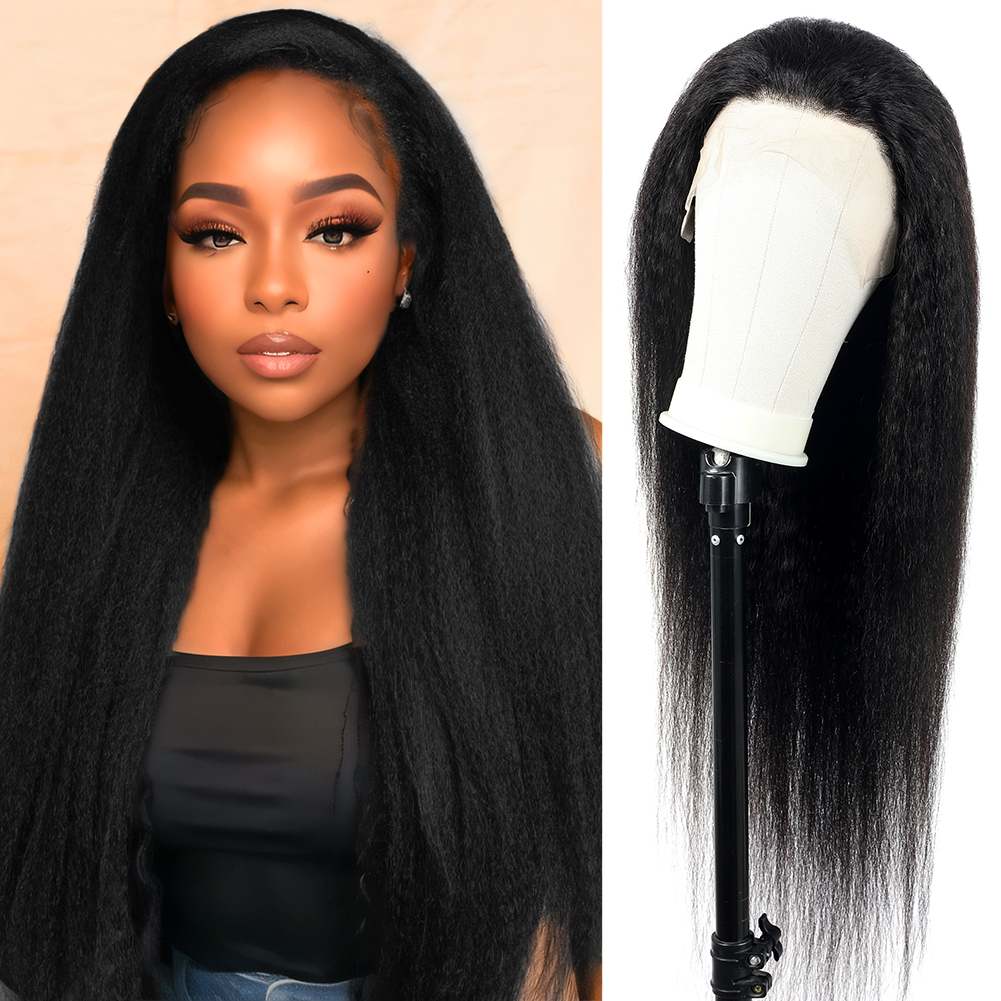 Wholesale & Custom 13×4 Lace Front Long Straight Wig 100% Human Hair Natural Black Yaki Straight Wigs