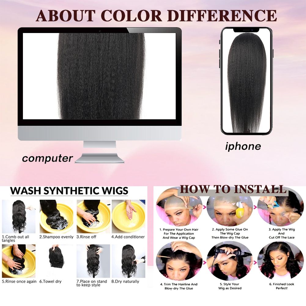 Wholesale & Custom 13×4 Lace Front Long Straight Wig 100% Human Hair Natural Black Yaki Straight Wigs