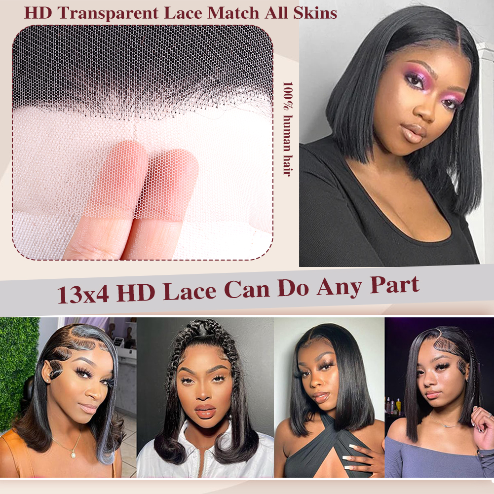 Wholesale & Custom 13×4 Lace Front Bob Wig 100% Human Hair Black Straight Short Bob Wigs