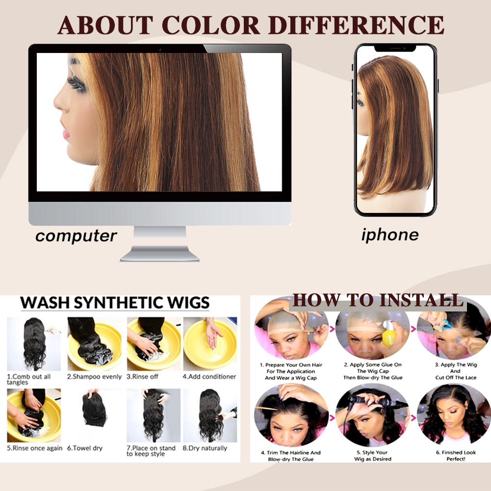 Wholesale & Custom 4×4 Lace Front Bob Wig 100% Human Hair Highlight Balayage Straight Short Bob Wigs