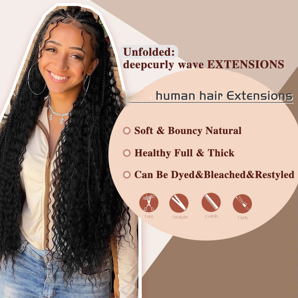 Wholesale & Custom Boho Human Hair for Braiding 100% Virgin Deep waveHuman Braiding Hair Bulk Natural Black